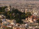 Looking towards Filopappos Hill and its historic Observatory from the Acropolis.